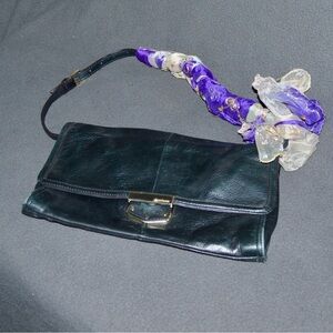 Black clutch with bag scarf